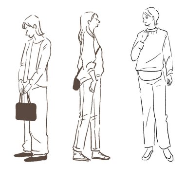 Çizim vektörü kadın moda çizimi