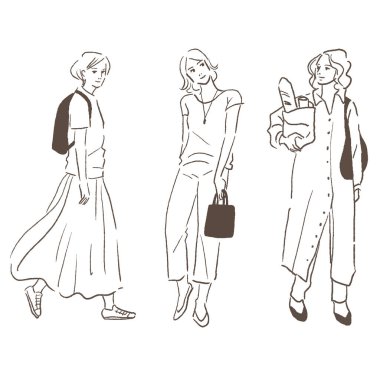 Çizim vektörü kadın moda çizimi