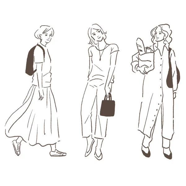 Çizim vektörü kadın moda çizimi