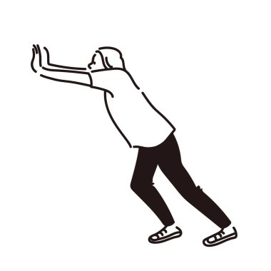 Zorlayan Kadın Tüm Vücut Vektörü illüstrasyonunu Zorluyor