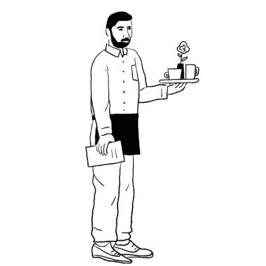 Garsonlar Erkek Sakallı Restoranlar Kafeler