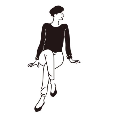 Vector line drawing set of a fashionable woman
