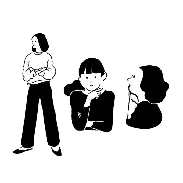 Düşünen bir kadının vektör çizgisi