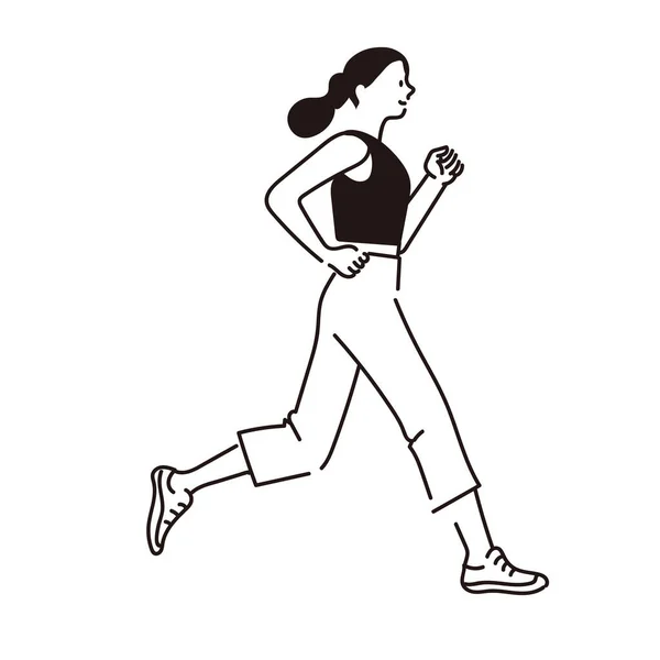 Rysunek Linii Wektorowej Kobiety Biegającej — Wektor stockowy