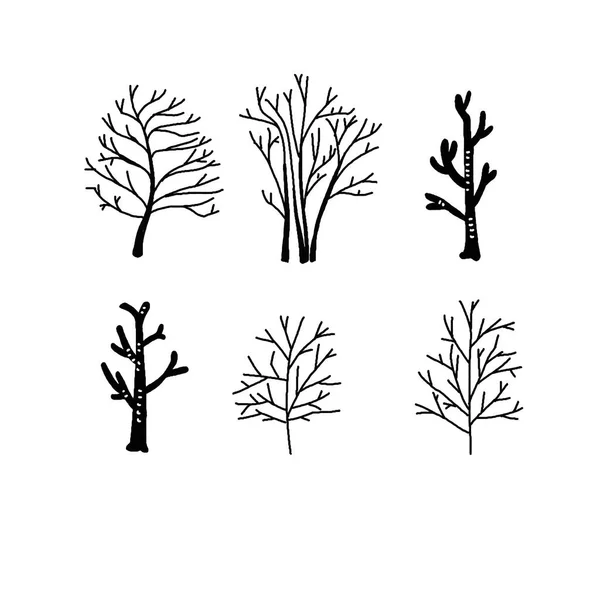 Εικονογράφηση Διανύσματος Ενός Σχεδίου Γραμμής Ενός Δέντρου — Διανυσματικό Αρχείο