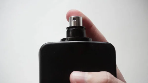 Black Perfume Bottle Hand —  Fotos de Stock
