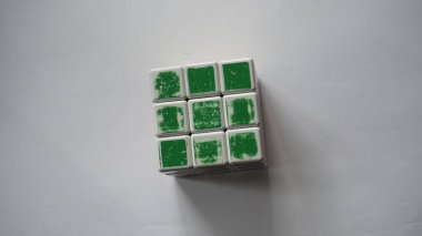 Rubik's cube on a white surface