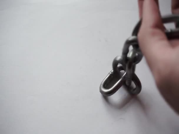 Steel Chain Hands Man — Stock video