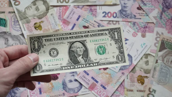 Nota Papel Dólar Contexto Dinheiro Ucraniano — Fotografia de Stock