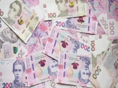 Ukrayna kağıt parası ve farklı değerlerde sikkeler