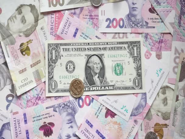 Dólar Fondo Billetes Papel Ucraniano Diferentes Denominaciones — Vídeos de Stock