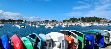 Fransa, Brittany 'deki Cote de Granit Rose' da ünlü pembe kayalar.