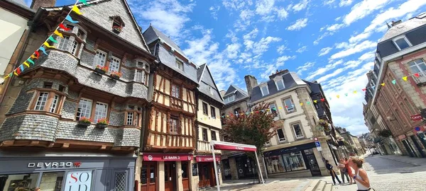 Kleurrijke Middeleeuwse Huizen Het Historische Centrum Van Lannion Bretagne Frankrijk — Stockfoto