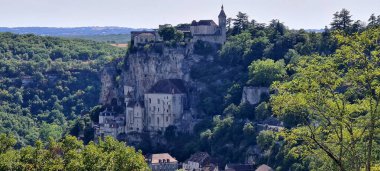 Fransız şehri Rocamadour 'un manzarası.
