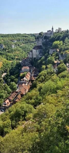 Fransız şehri Rocamadour 'un manzarası.