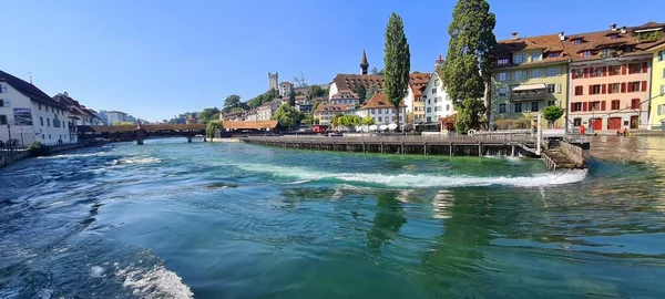 Luzern Schweiz Blick Auf Die Altstadt Und Die Reuss — Stockfoto