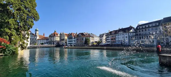 Luzern Schweiz Blick Auf Die Altstadt Und Die Reuss — Stockfoto