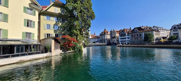 Luzern Schweiz Blick Auf Die Altstadt Und Die Reuss — Stockfoto