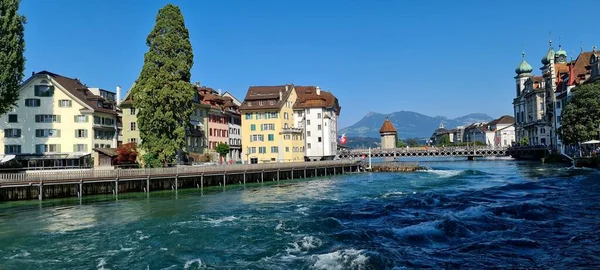 Luzern Schweiz Blick Auf Die Altstadt Und Die Reuss — Stockfoto