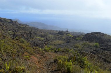 Volkan Sierra Negra 'nın renkli manzaraları, Galapagos Adaları, Ekvador