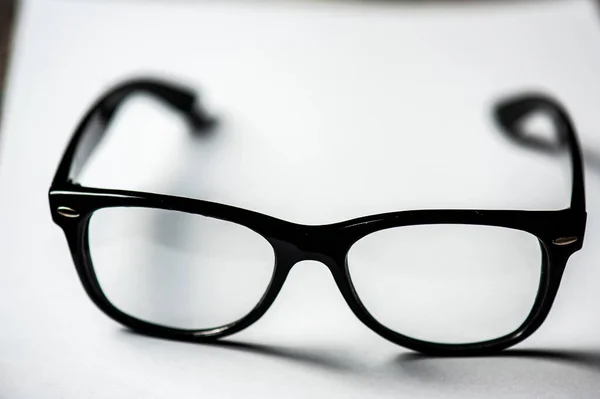 Tydliga Glasögon Koncept Vit Bakgrund — Stockfoto