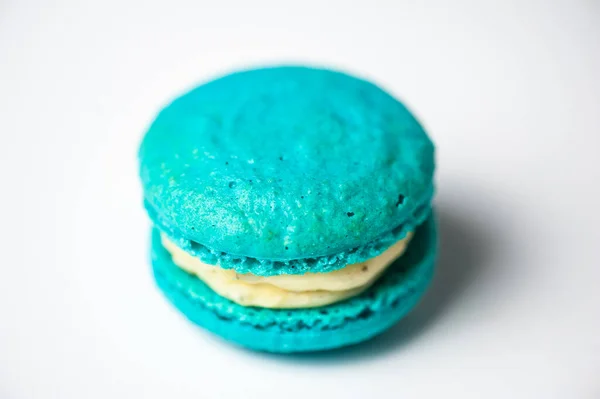 Padrão Sem Costura Feita Macaroons Coloridos Framboesa Almont Fundo Branco — Fotografia de Stock