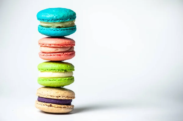 Padrão Sem Costura Feita Macaroons Coloridos Framboesa Almont Fundo Branco — Fotografia de Stock