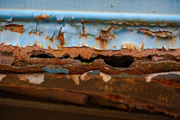 Old Rusty Metal Plate Rust Peeling Paint — Foto Stock
