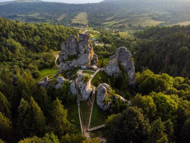 aerial view of the castle in the mountains