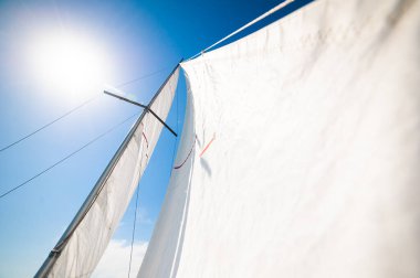 Denizde yelkenli teknesi