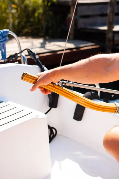 Yacht details. Summer day