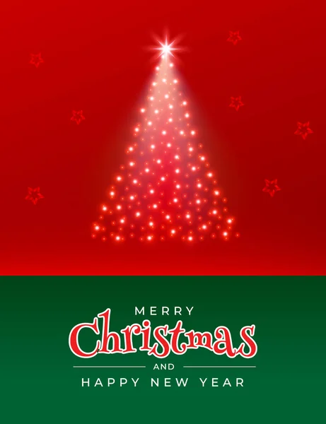Feliz Navidad Feliz Año Nuevo Tarjeta Felicitación Con Árbol Navidad — Vector de stock