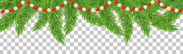 Різдвяна Або Новорічна Гірлянда Ялиновими Гілками Зимова Шапка Прозорому Фоні — стоковий вектор