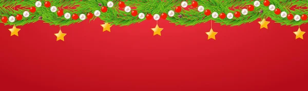 Cuerda Guirnalda Navidad Año Nuevo Con Ramas Abeto Capilla Invierno — Vector de stock