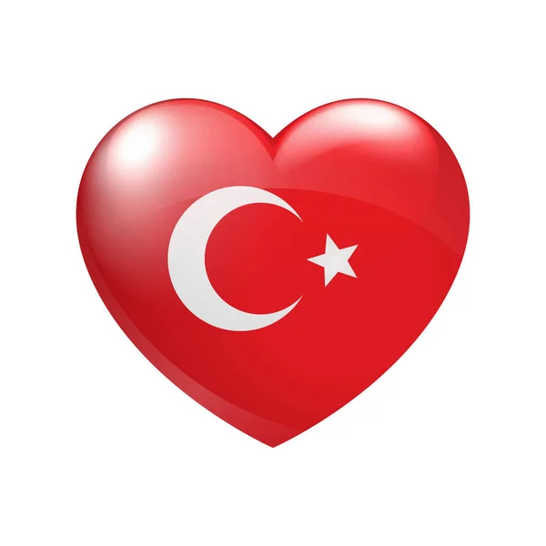 Bandiera Turchia Icona Del Cuore Simbolo Dell Amore Country Illustrazione — Vettoriale Stock