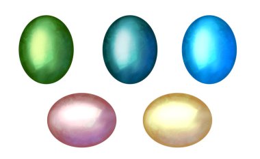 Renkli oval taşların dokusu vektör renklerinde. Doğal değerli taşlar illüstrasyon eps10