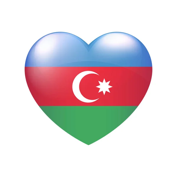 Icona Vector Azerbaijan Flag Heart Emblema Lucido Simbolo Dell Amore — Vettoriale Stock
