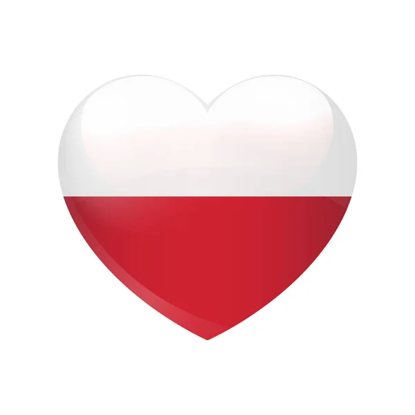 Amor Polonia Símbolo Vector Bandera Del Corazón Icono Aislado Sobre — Archivo Imágenes Vectoriales