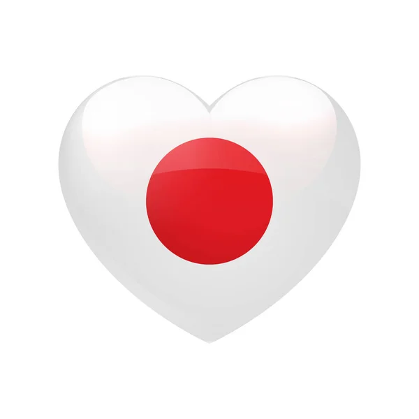 Vector Japan Flag Heart Ikonu Japon Gösterişli Amblemi Taşra Aşkı — Stok Vektör