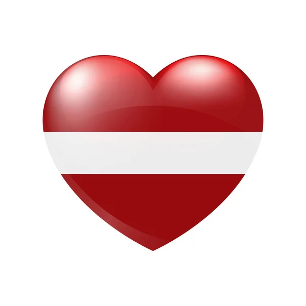 Vector Latvia Flag Heart Icon Latvian Glossy Emblem Country Love — Stock Vector