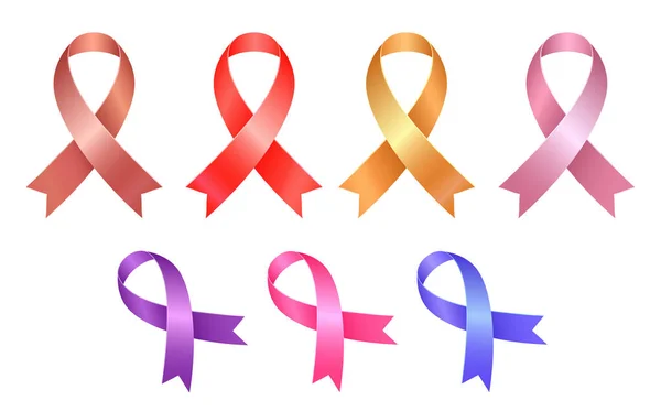 Vector Set Ribbons Symbols Breast Cancer Awareness Eps10 — Stock Vector