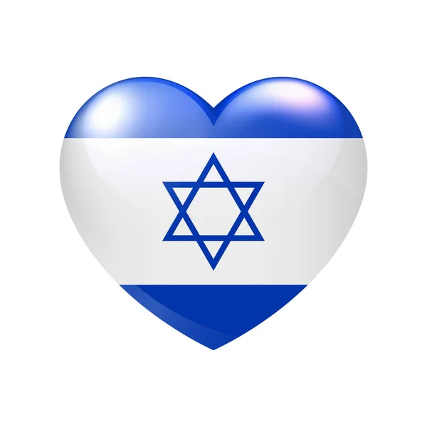 Vlag Van Israël Het Hart Israëlische Embleem Pictogram Vector Country — Stockvector