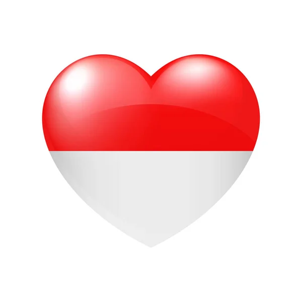 Indonesia Flag Heart Vector Emblem Icon Country Love Symbol Isolated — Stock Vector