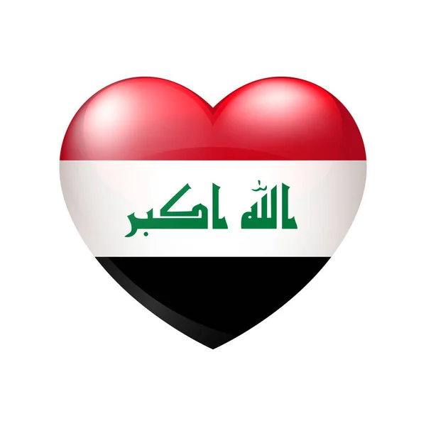 Флаг Ирака Сердце Значок Векторной Эмблемы Символ Любви Изолированные Иллюстрации — стоковый вектор