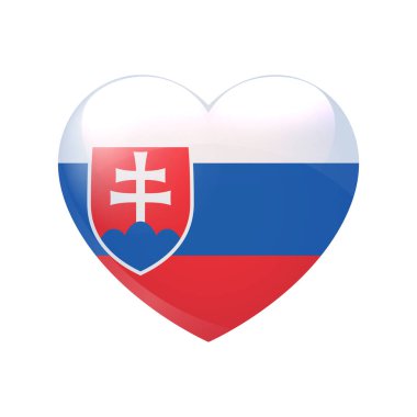 Kalbinde Slovakya bayrağı var. Aşk sembolü. Vektör ülke simgesi E10 'u izole etti