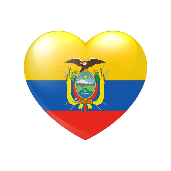 Ecuador Zászló Szívemben Szerelem Szimbólum Kórokozó Átvivő Ország Ikonja10 — Stock Vector