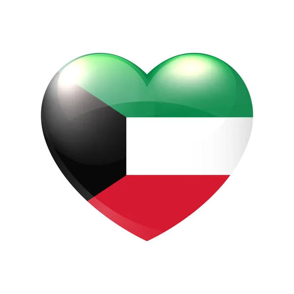 Kuwait Flag Heart Love Symbol Vector Country Icon Isolated Eps10 — Stock Vector