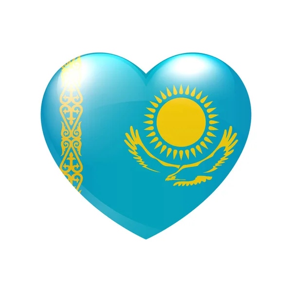 Kazachstan Vlag Het Hart Liefdessymbool Vectorlandpictogram Geïsoleerd Eps10 — Stockvector