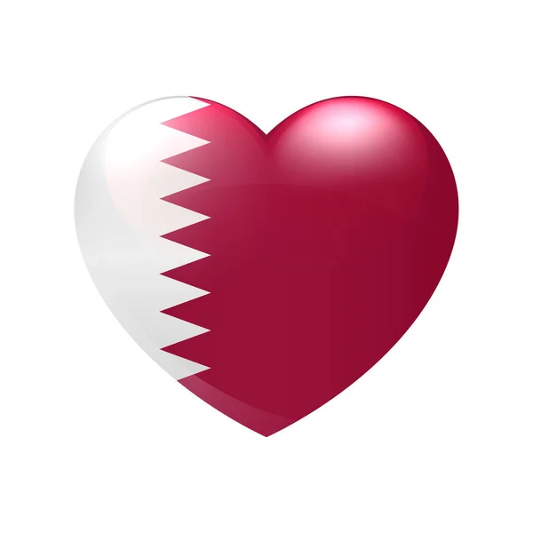 Bandera Qatar Corazón Símbolo Amor Vector País Icono Aislado Eps10 — Vector de stock