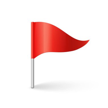Red flag icon. Concept of pointer, tag and important sign Vector triangle silk on stick clipart